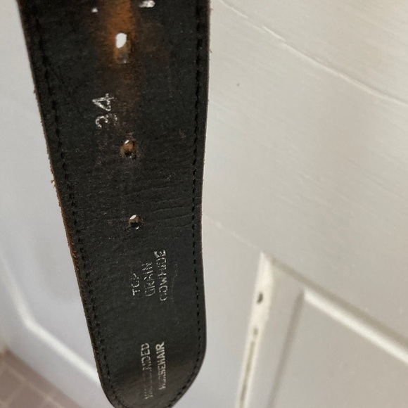 Vintage Pony hair Black and Tan Leather Belt - Picture 6 of 10